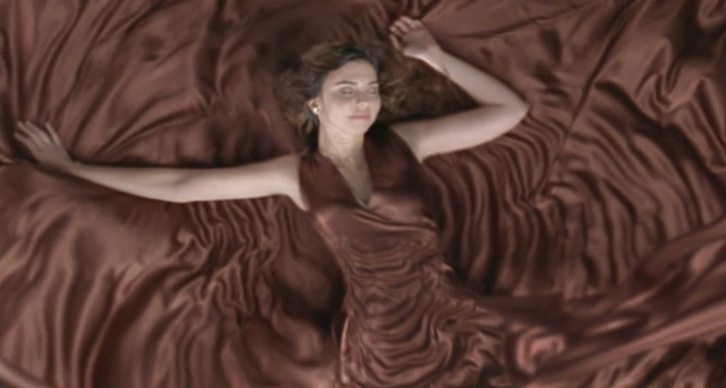 Woman in brown dress